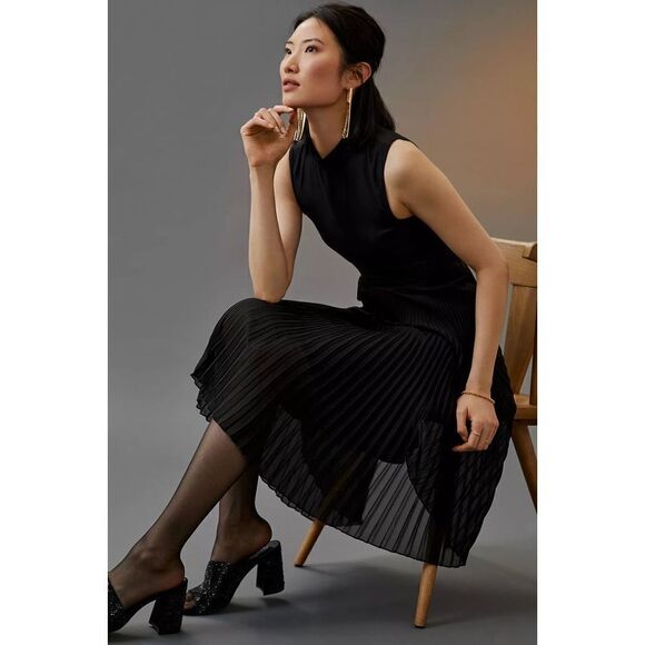 Anthropologie- Let Me Be Mock Neck Midi Dress - Picture 1 of 11